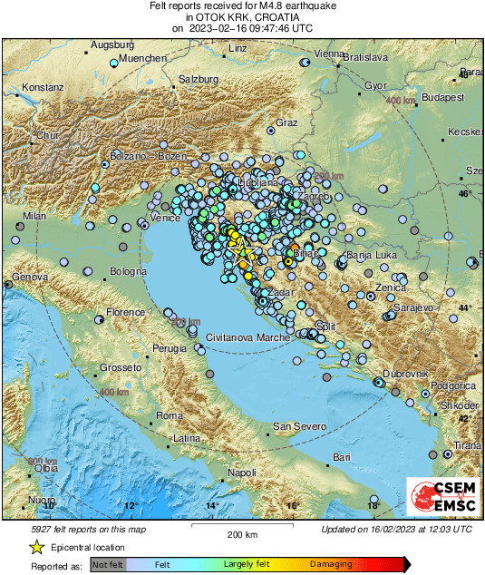 Földrengés Horvátország Krk-sziget